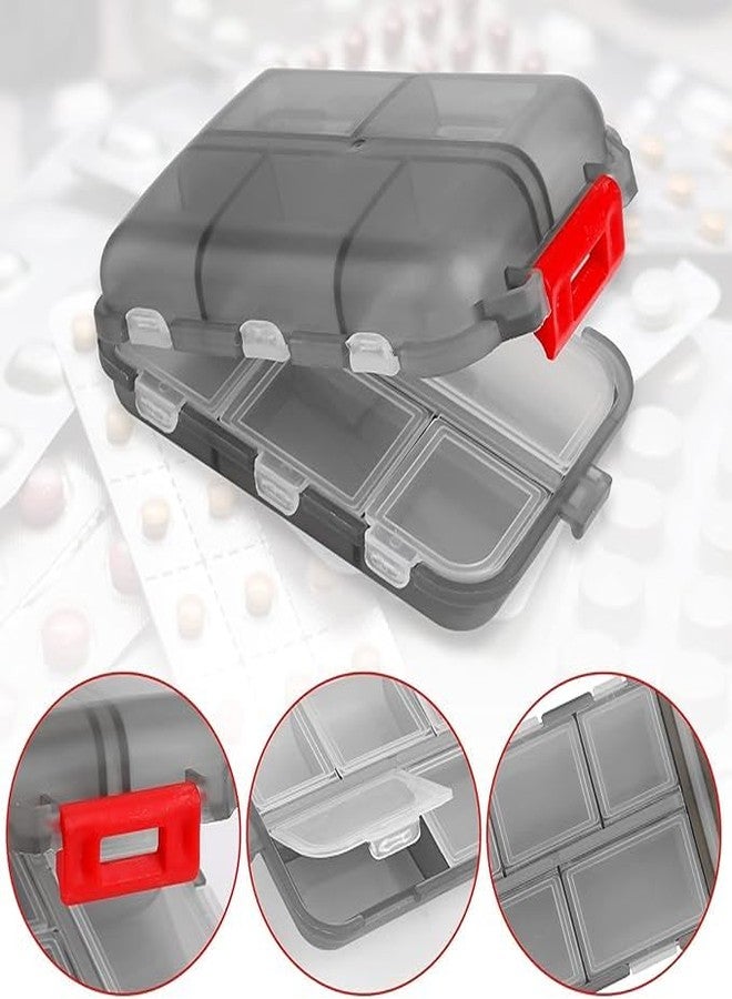 Shrux Medicine Box-10 Slot Moisture Proof Lockable Plastic Pill or Pharmacy Tablet Storage Box | Mini Pocket Size Travel use medicine Organizer Box | Flip Design Double Layer Tablet or Capsule Case (2) - Image 2